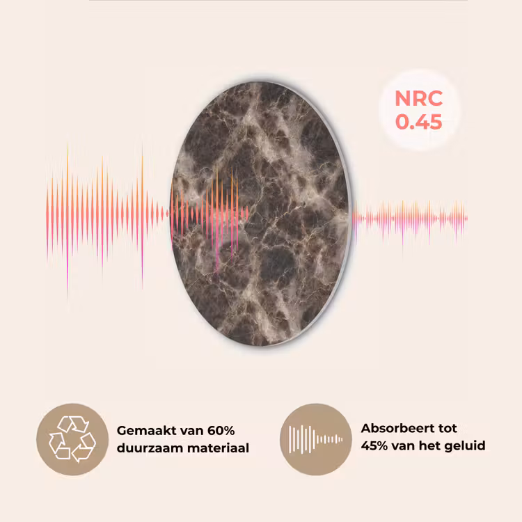 Bruin - Goud - Marmer Akoestische PET Vilt - Rond klein 838 -USP_NL
