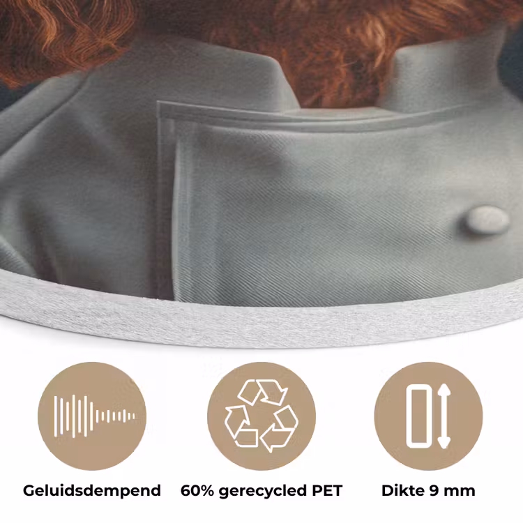 Bruin - Kok - Hondje Akoestische PET Vilt - Rond klein -closeup_NL