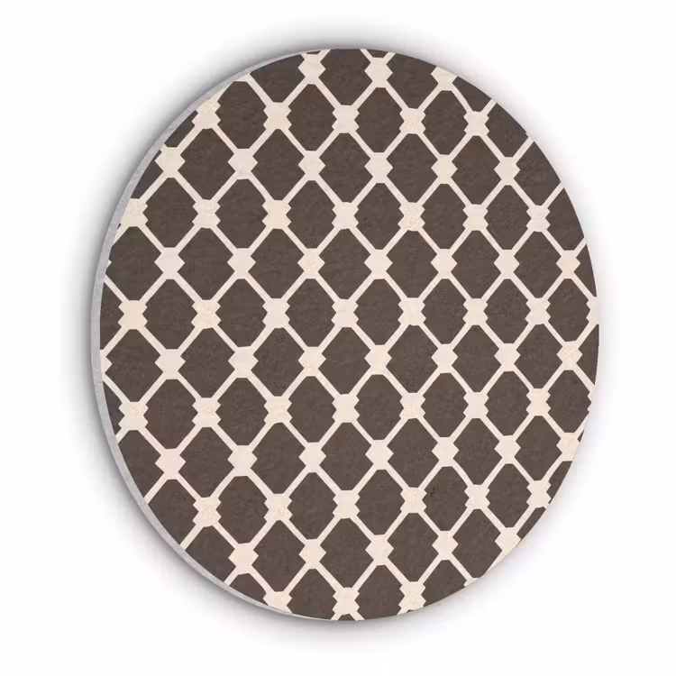 Bruin - Ruitpatroon - Geometrisch Akoestische PET Vilt - Rond klein 838 -3d
