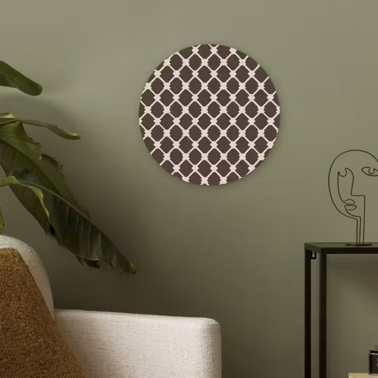 Bruin - Ruitpatroon - Geometrisch Akoestische PET Vilt - Rond klein 838 -sfeer2