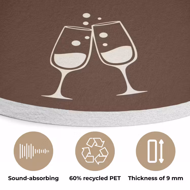 Bruin - Zomer - Quote - Drinken Akoestische PET Vilt - Rond klein -closeup_NL