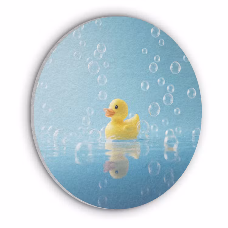 Bubbels - Badeend - Geel Akoestische PET Vilt - Rond klein -3d