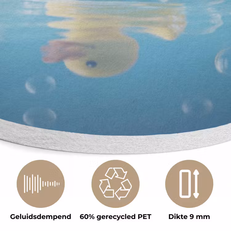 Bubbels - Badeend - Geel Akoestische PET Vilt - Rond klein -closeup_NL