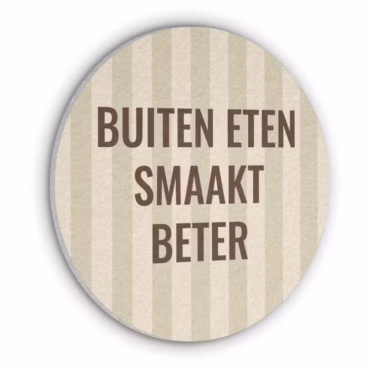 Buiten - Quote - Strepen - Zomer Akoestische PET Vilt - Rond klein -3d