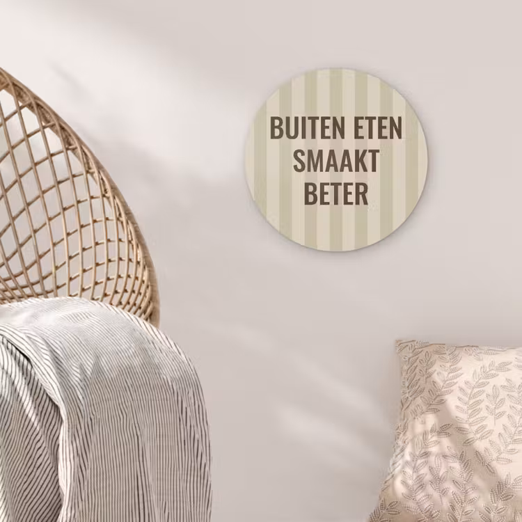 Buiten - Quote - Strepen - Zomer Akoestische PET Vilt - Rond klein -sfeer4