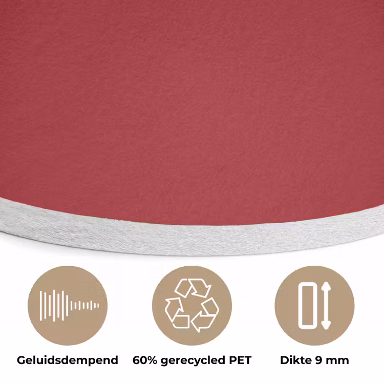 Burgundy - Wine - Rood Akoestische PET Vilt - Rond klein 838 -closeup_NL