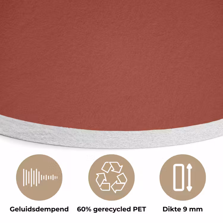 Burnt - Copper - Rood Akoestische PET Vilt - Rond klein 838 -closeup_NL