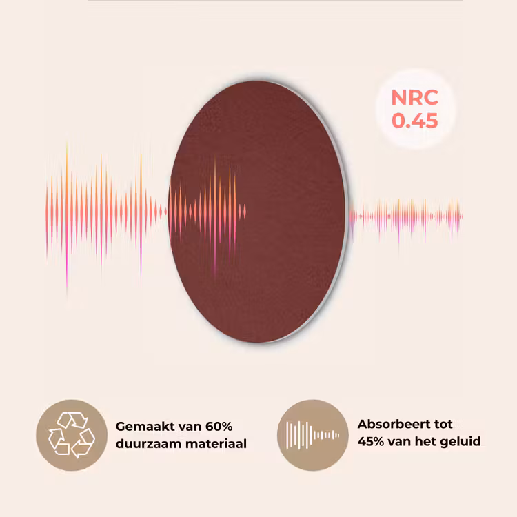 Burnt - Mahogany - Rood Akoestische PET Vilt - Rond klein 838 -USP_NL