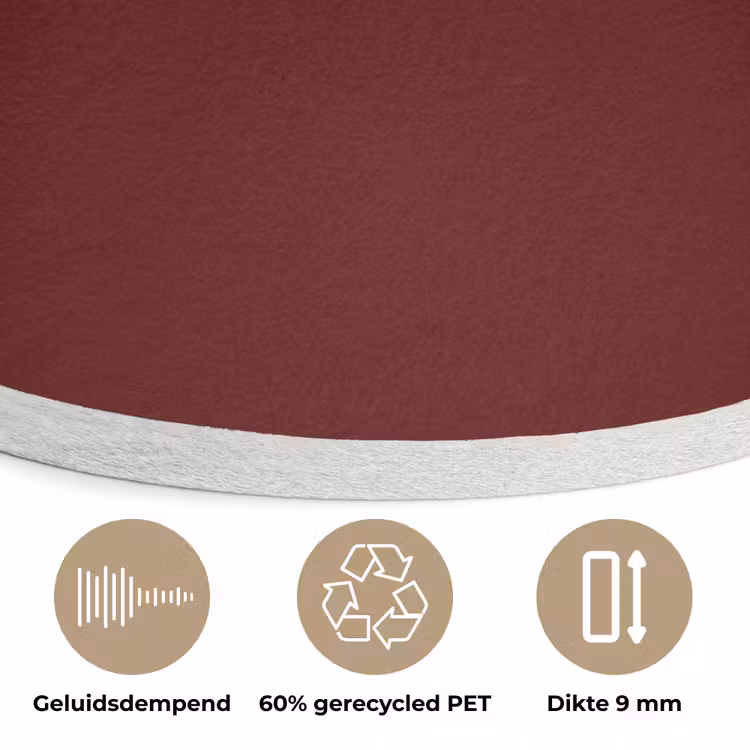 Burnt - Mahogany - Rood Akoestische PET Vilt - Rond klein 838 -closeup_NL