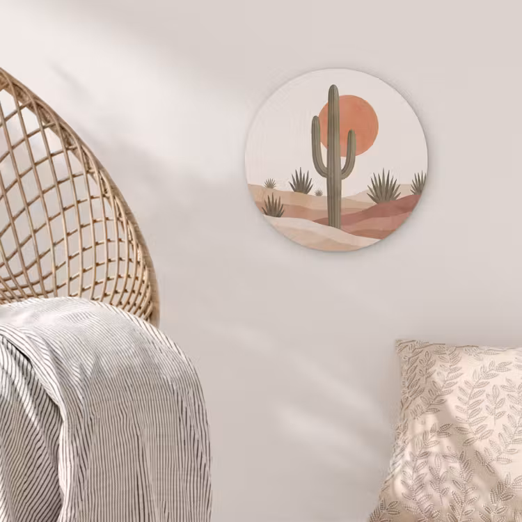 Cactus - Duinen - Modern - Landschap - Groen Akoestische PET Vilt - Rond klein -sfeer4