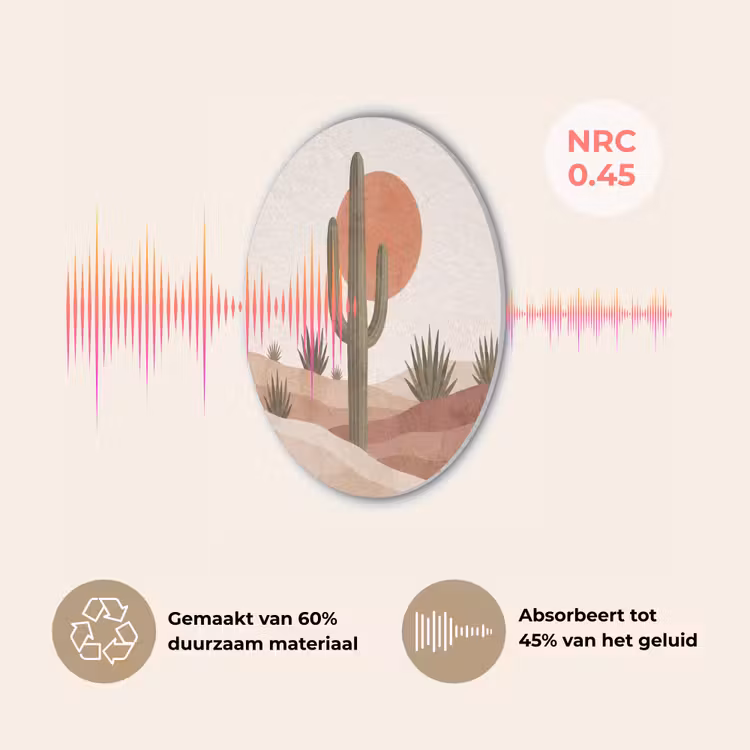 Cactus - Duinen - Modern - Landschap - Groen Akoestische PET Vilt - Rond klein -USP_NL