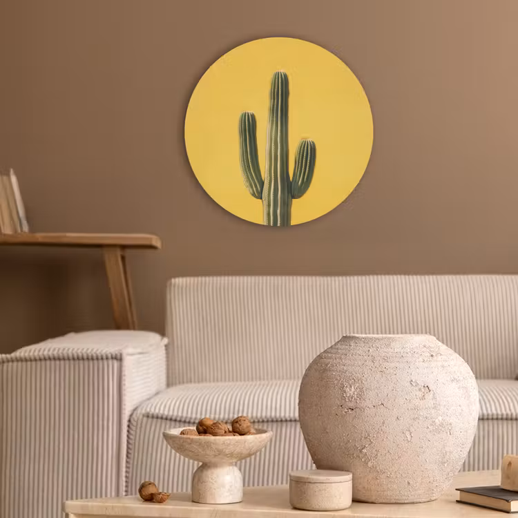 Cactus - Groen - Minimalistisch Akoestische PET Vilt - Rond klein -sfeer1