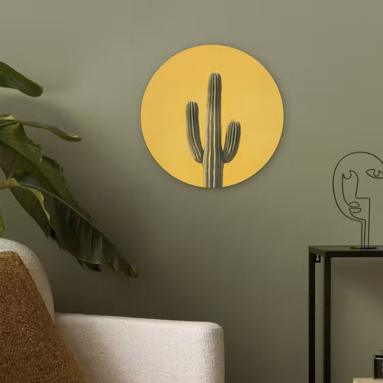 Cactus - Groen - Minimalistisch Akoestische PET Vilt - Rond klein -sfeer2