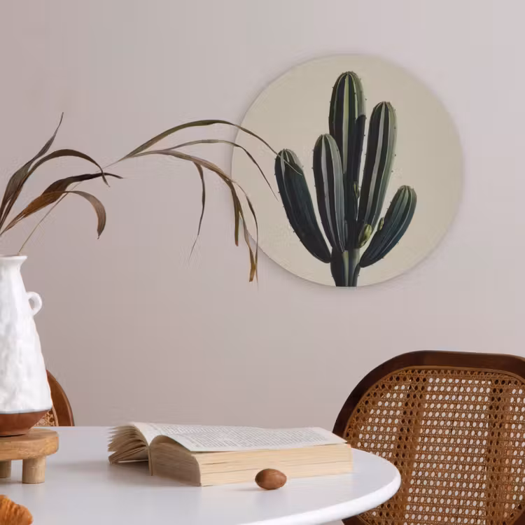Cactus - Subtiel - Groen Akoestische PET Vilt - Rond klein -sfeer3