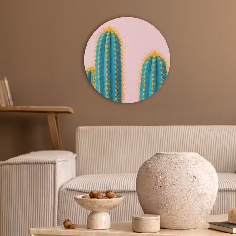 Cactussen - Modern - Pastel Akoestische PET Vilt - Rond klein -sfeer1