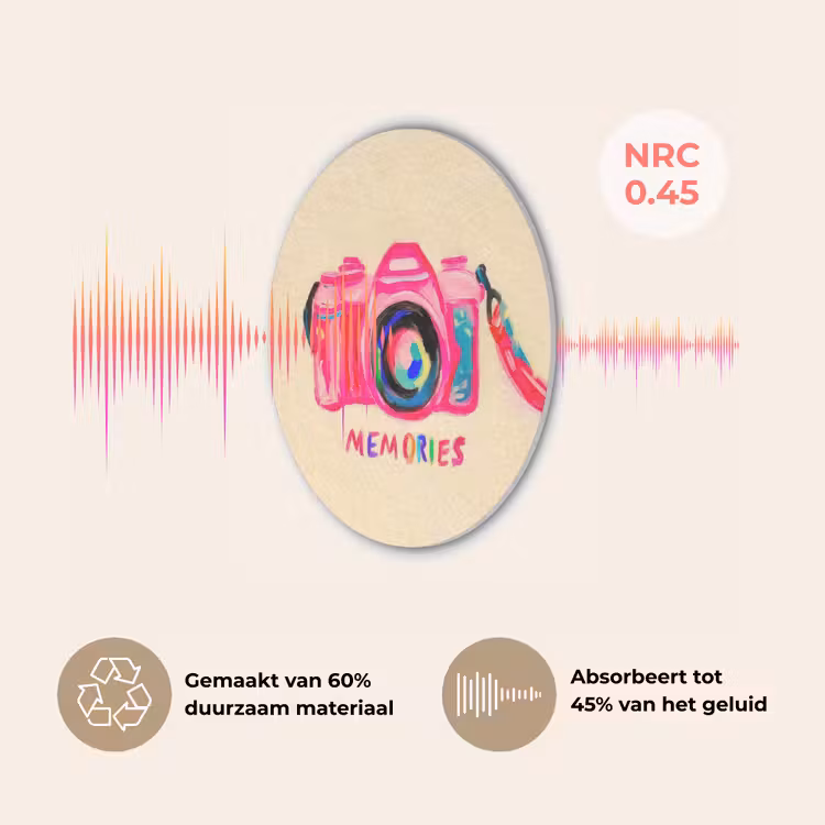 Camera - Memories - Roze - Geschilderd Akoestische PET Vilt - Rond klein -USP_NL