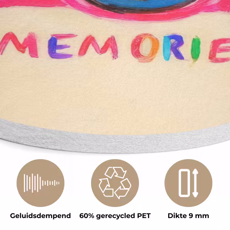Camera - Memories - Roze - Geschilderd Akoestische PET Vilt - Rond klein -closeup_NL