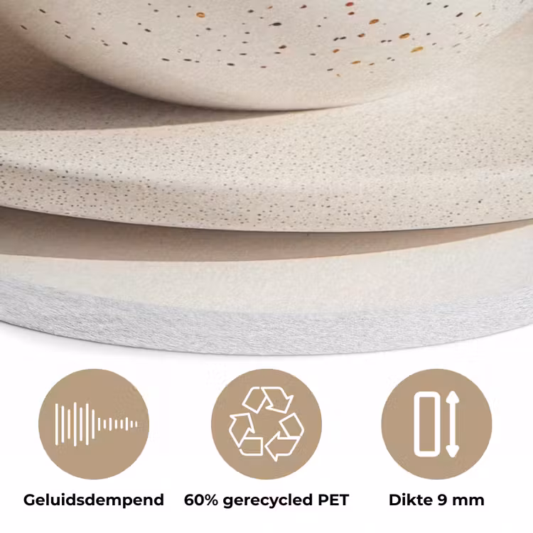 Cappuccino - Schuim - Schotel - Beige Akoestische PET Vilt - Rond klein -closeup_NL