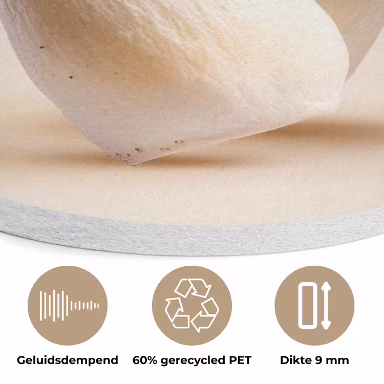 Champignons - Zacht - Beige Akoestische PET Vilt - Rond klein -closeup_NL