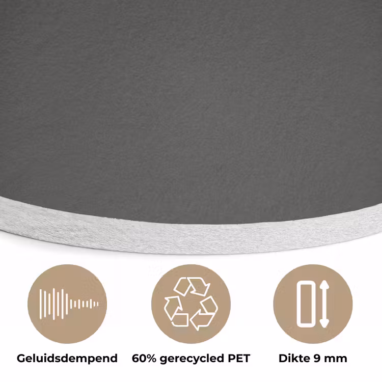 Charcoal - Grijs- Grey Akoestische PET Vilt - Rond klein 838 -closeup_NL