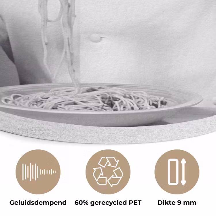 Chef - Spaghetti - Pasta Akoestische PET Vilt - Rond klein -closeup_NL