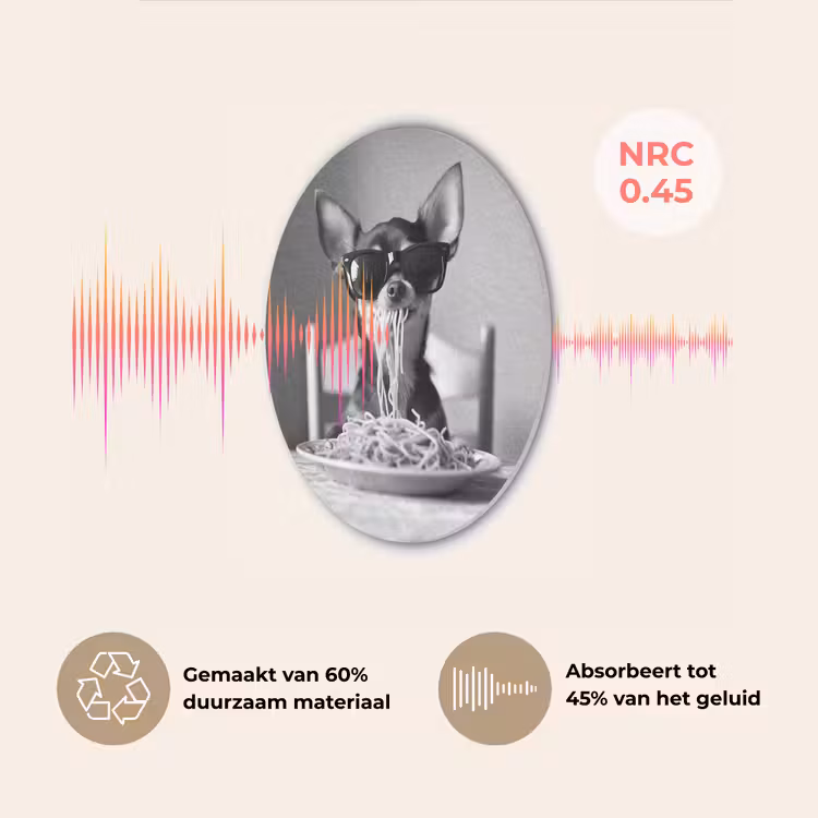Chihuahua - Hond - Zonnebril - Humoristisch - Zwart - Wit - Spaghetti Akoestische PET Vilt - Rond klein -USP_NL