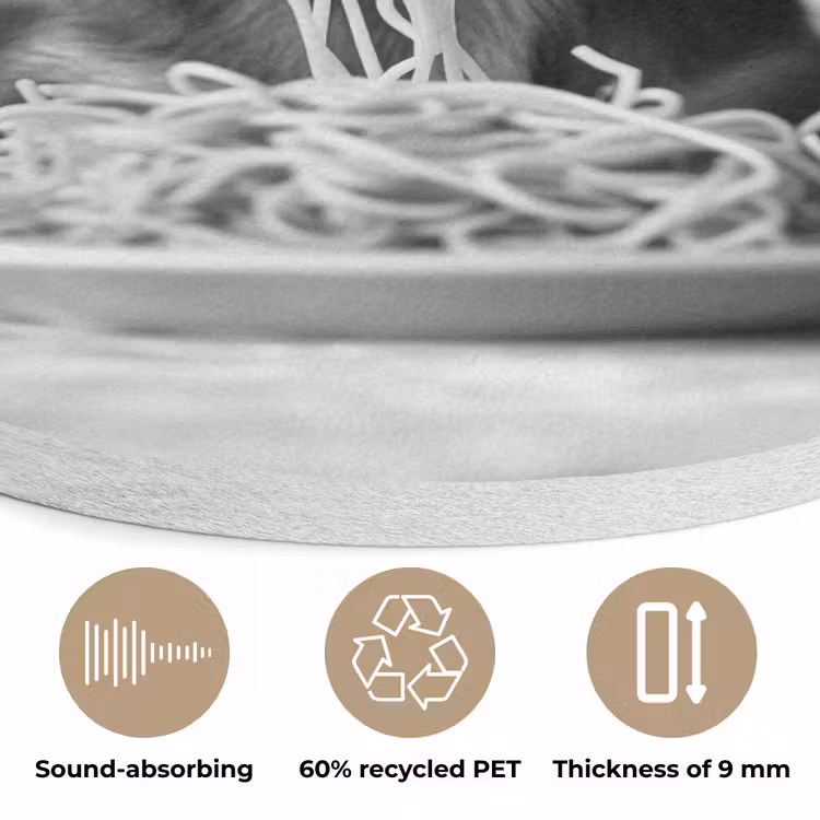 Chihuahua - Hond - Zonnebril - Humoristisch - Zwart - Wit - Spaghetti Akoestische PET Vilt - Rond klein -closeup_NL