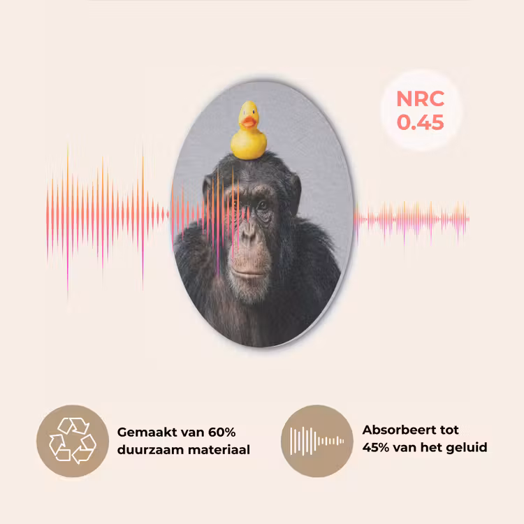 Chimpansee - Badeend - Grijs Akoestische PET Vilt - Rond klein -USP_NL