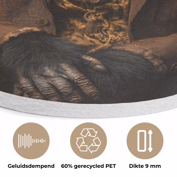 Chimpansee - Stoel - Pak - Bruin Akoestische PET Vilt - Rond klein -closeup_NL