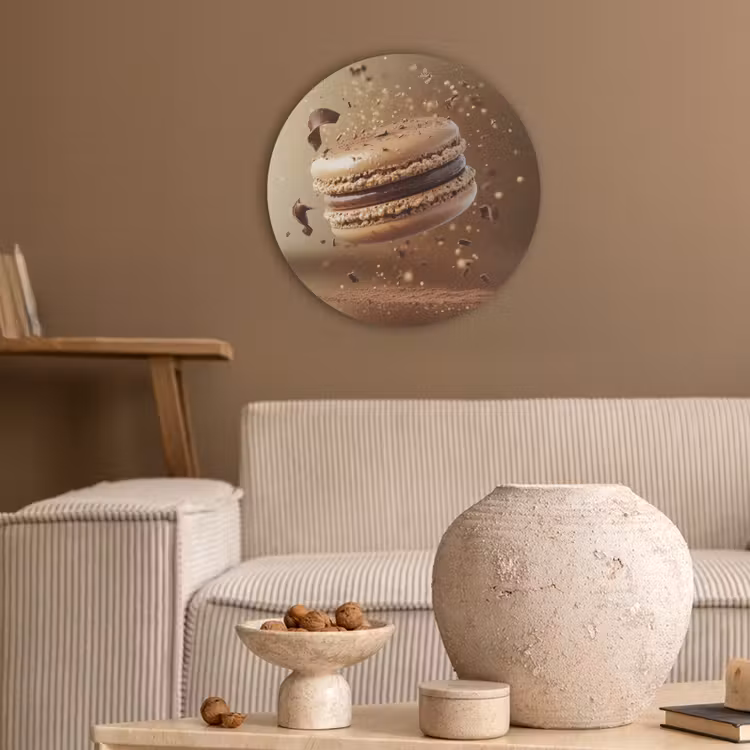 Chocolade - Macarons - Eten - Snoep Akoestische PET Vilt - Rond klein -sfeer1