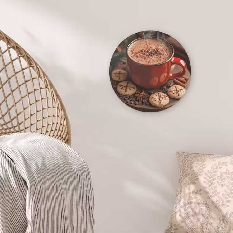 Chocolademelk - Mok - Winter - Kerst - Gezelligheid Akoestische PET Vilt - Rond klein -sfeer4