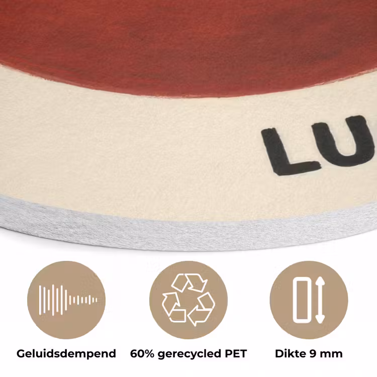 Cirkel - Zeven - Lucky - Rood Akoestische PET Vilt - Rond klein -closeup_NL