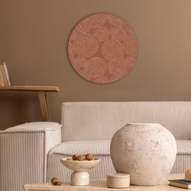 Cirkels - Abstract - Artistiek - Terracotta Akoestische PET Vilt - Rond klein 838 -sfeer1