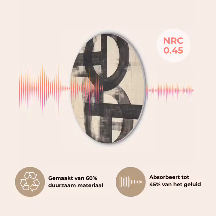 Cirkels - Balken - Zwart - Abstract Akoestische PET Vilt - Rond klein -USP_NL