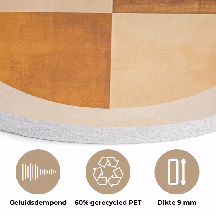 Cirkels - Geel - Minimalistisch Akoestische PET Vilt - Rond klein -closeup_NL