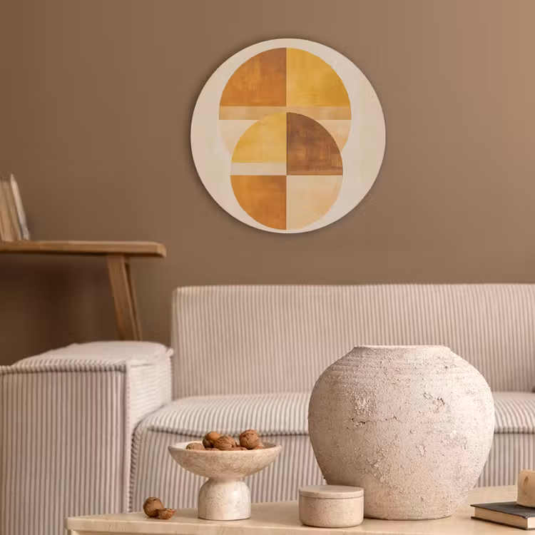 Cirkels - Geel - Minimalistisch Akoestische PET Vilt - Rond klein -sfeer1