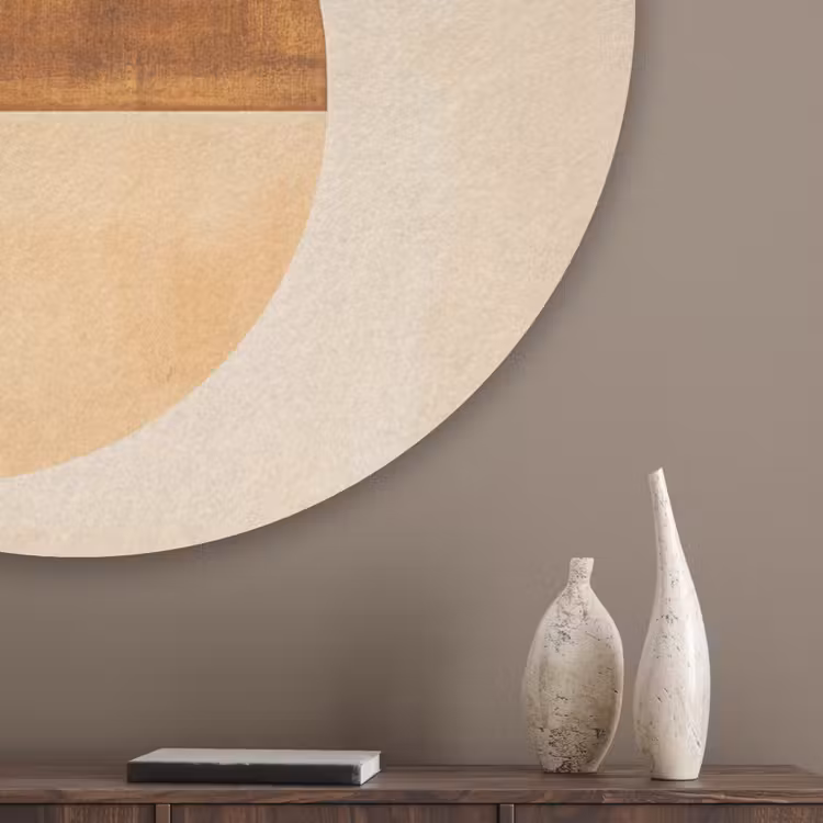 Cirkels - Geel - Minimalistisch Akoestische PET Vilt - Rond klein -sfeer5_closeup