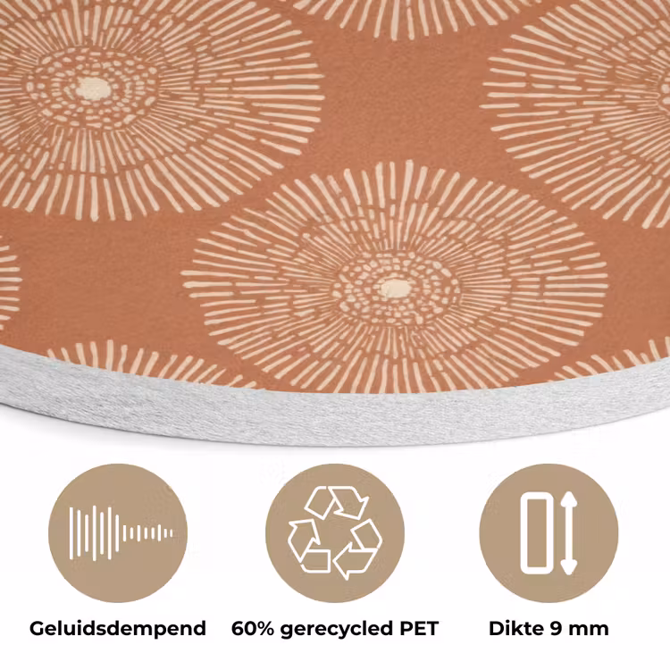 Cirkels - Grafisch - Patroon - Terracotta Akoestische PET Vilt - Rond klein 838 -closeup_NL