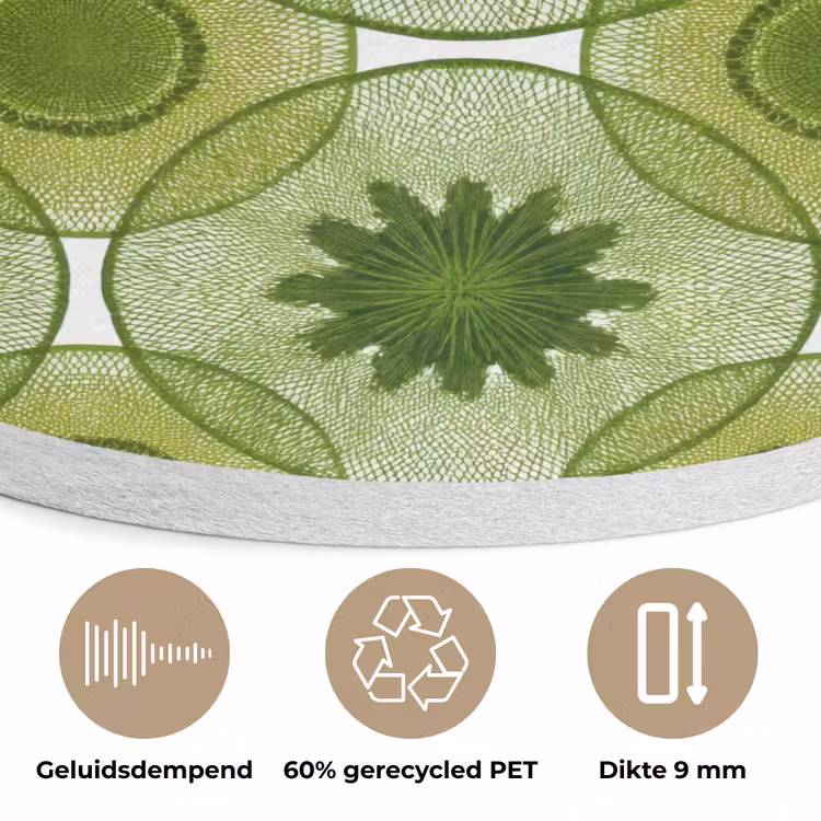 Cirkels - Patroon - Groen Akoestische PET Vilt - Rond klein 838 -closeup_NL