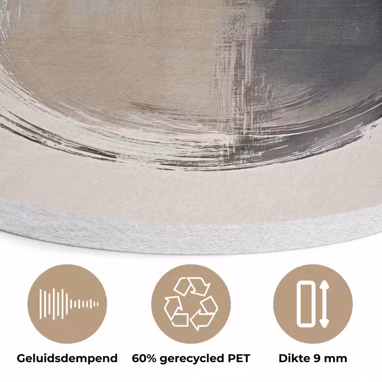 Cirkels - Strepen - Minimalistisch - Zwart Akoestische PET Vilt - Rond klein -closeup_NL