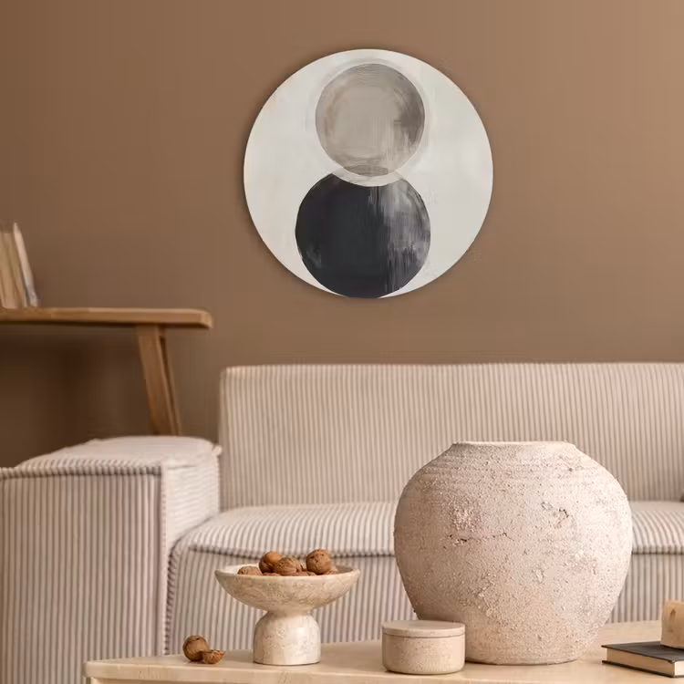 Cirkels - Vorm - Beige - Abstract Akoestische PET Vilt - Rond klein -sfeer1