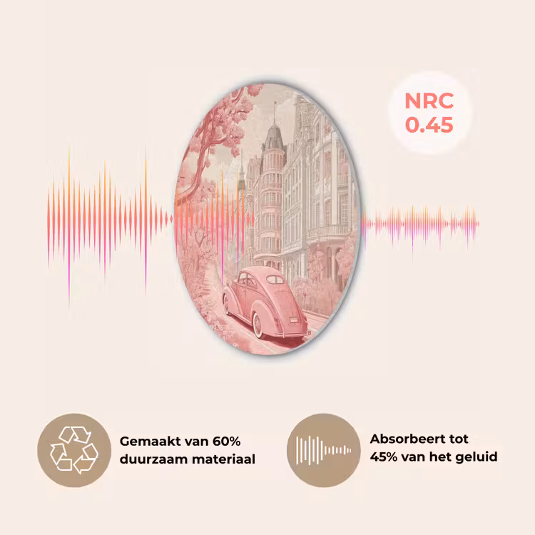 City - Car - Pink Akoestische PET Vilt - Rond klein -USP_NL