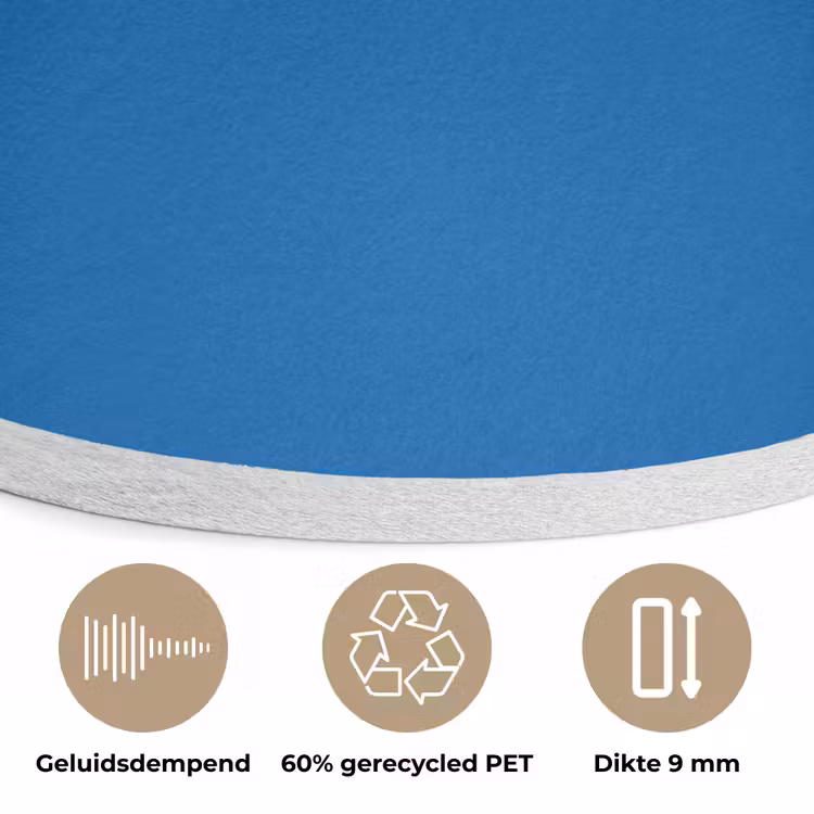 Classic - Azure - Blauw Akoestische PET Vilt - Rond klein 838 -closeup_NL
