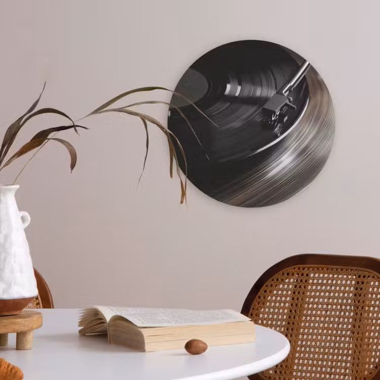 Close-up - Vinylplaat - Platenspeler - Zwart Akoestische PET Vilt - Rond klein -sfeer3