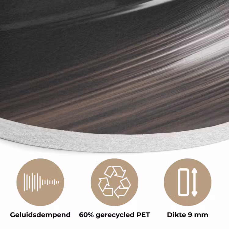 Close-up - Vinylplaat - Platenspeler - Zwart Akoestische PET Vilt - Rond klein -closeup_NL