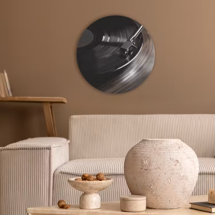 Close-up - Vinylplaat - Platenspeler - Zwart Akoestische PET Vilt - Rond klein -sfeer1
