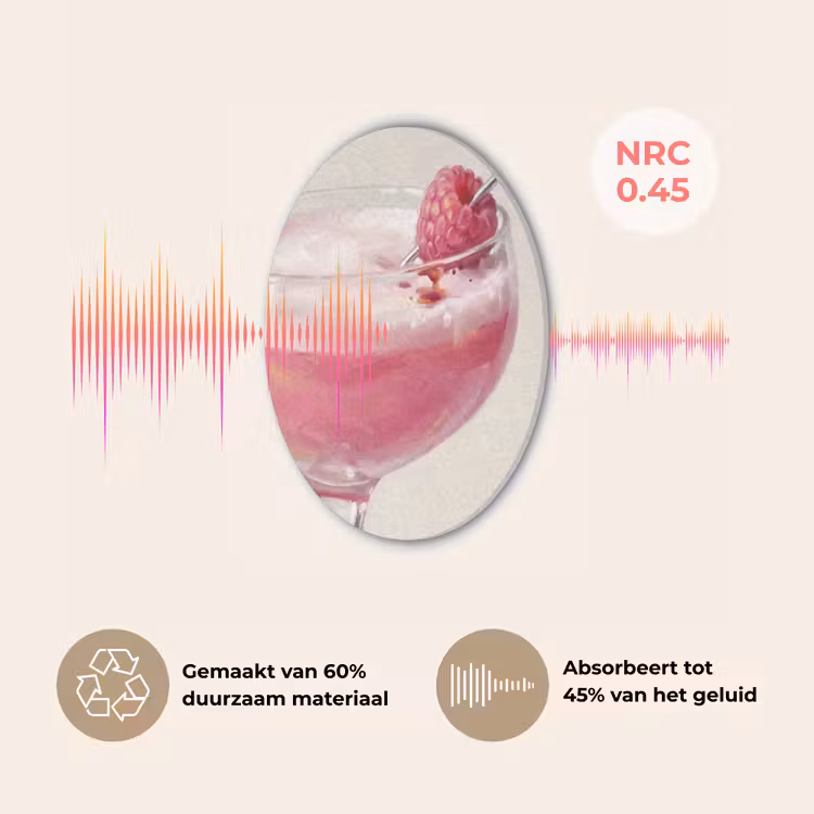 Cocktail - Framboos - Drank - Modern - Roze Akoestische PET Vilt - Rond klein -USP_NL