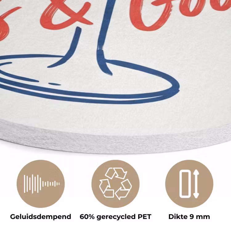 Cocktail - Glas - Illustratie - Blauw - Wit Akoestische PET Vilt - Rond klein -closeup_NL