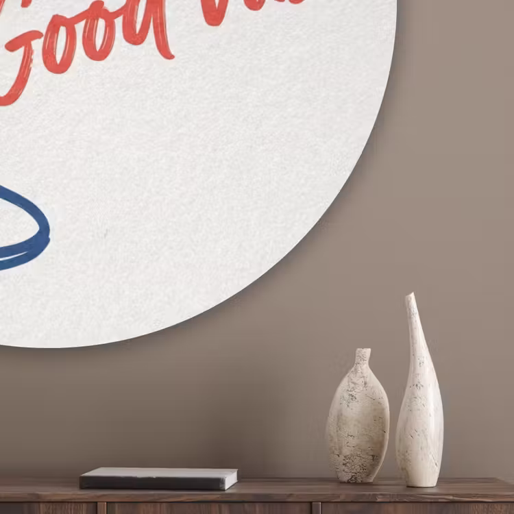 Cocktail - Glas - Illustratie - Blauw - Wit Akoestische PET Vilt - Rond klein -sfeer5_closeup