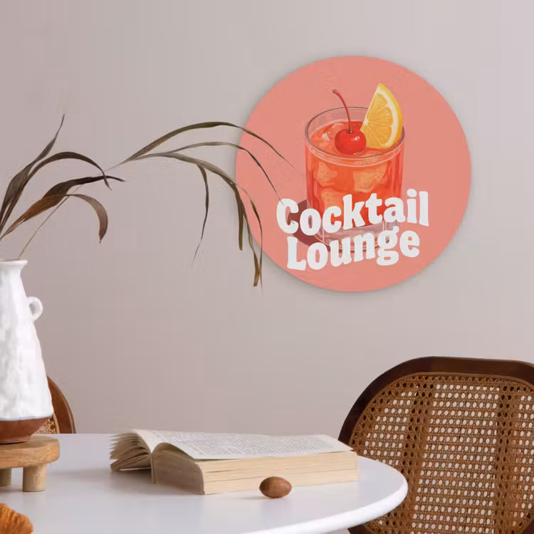 Cocktail Lounge - Glas - Koraal Akoestische PET Vilt - Rond klein -sfeer3